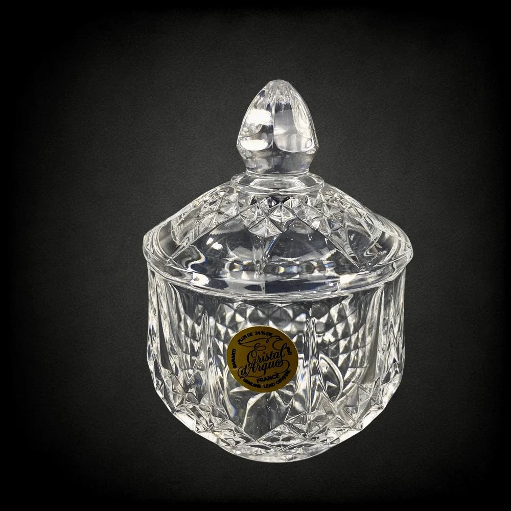 Cristal d'Arques Longchamp Crystal Creamer Sugar Set Boxed 1970s Vintage